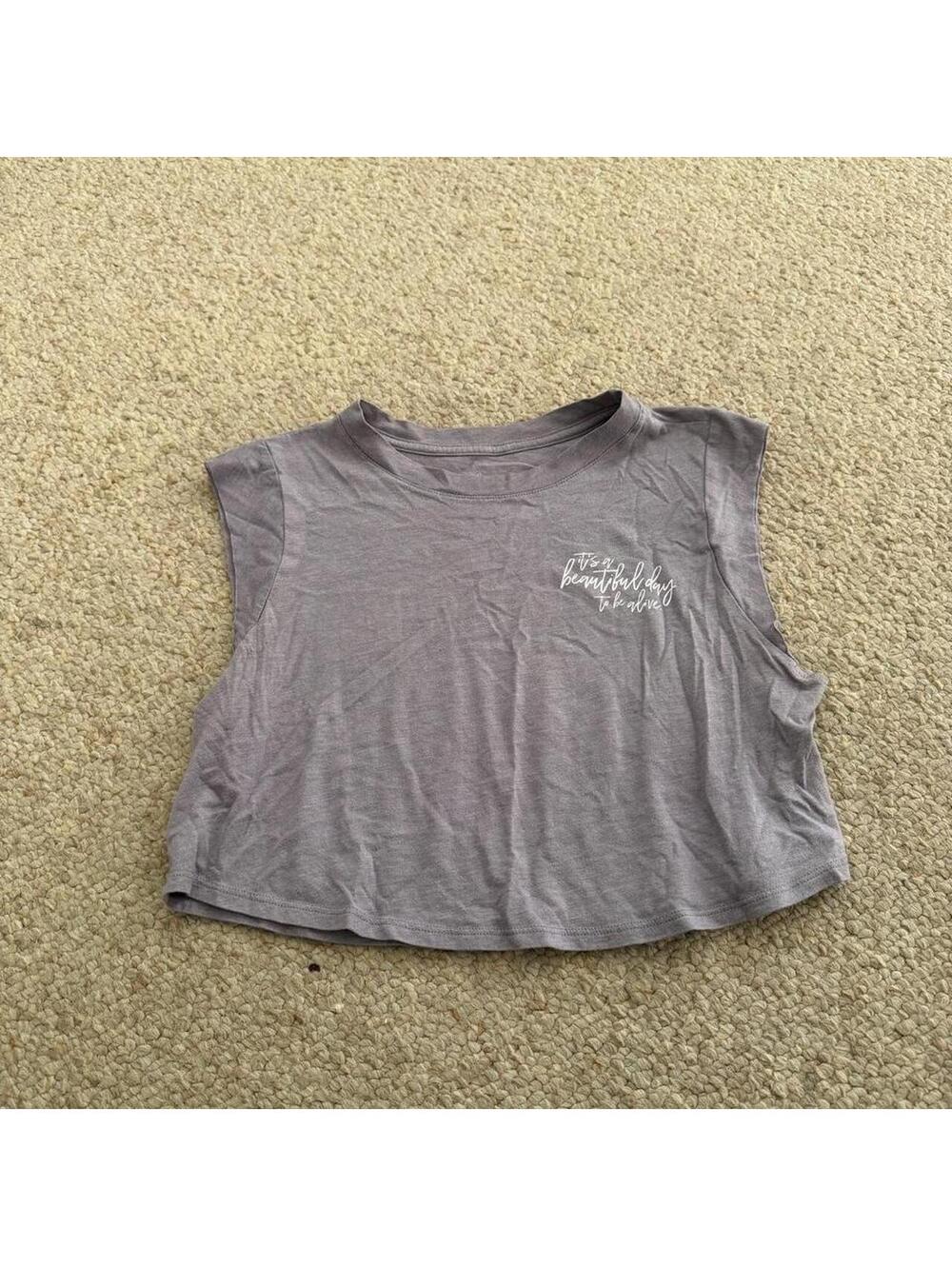 Gray & white Whitney Simmons workout tank top